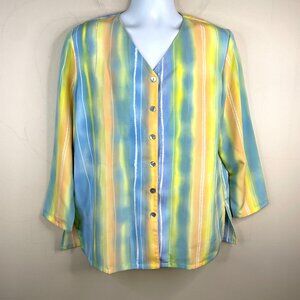 Vera Neumann Vintage 60s 70s Tunic Top Sz L XL HIPPIE BEACHY Pastel Long Sleeve